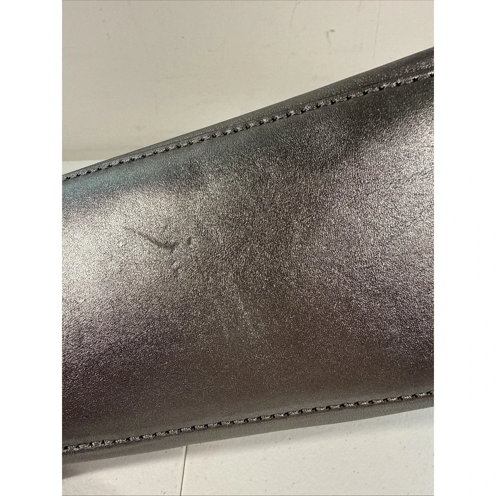 Kate Spade Purse Silver Metallic Tote‎ Shoulder Bag Magnetic Closure Side Pocket